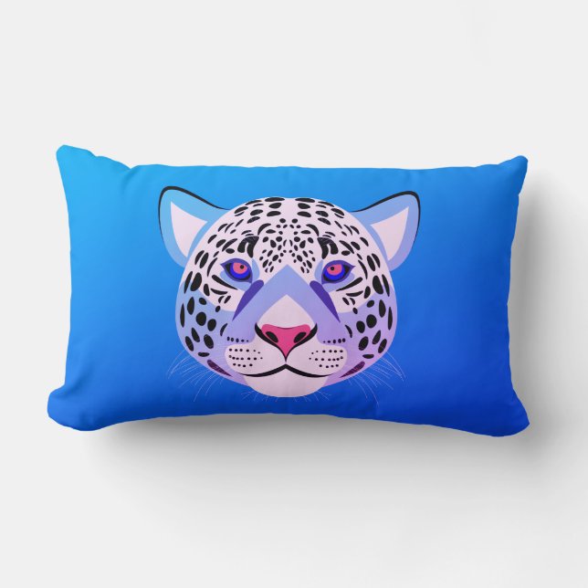 Coussin Lumbar de tête Leopard bleu et violet (Recto)