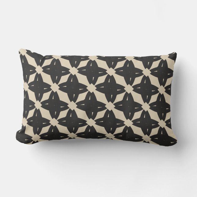 Coussin Lumbar géométrique de couleur noire et bro (Recto)