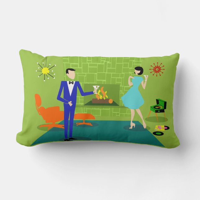 Coussin Lumbar moderne en couple du milieu du sièc (Recto)