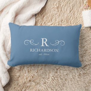 Coussin Lumbar Monogramme Bleu