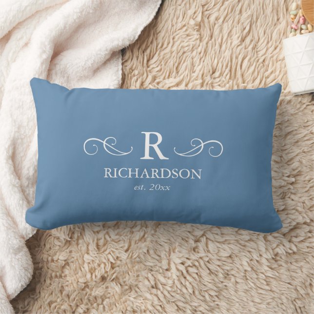 Coussin Lumbar Monogramme Bleu (Couverture)