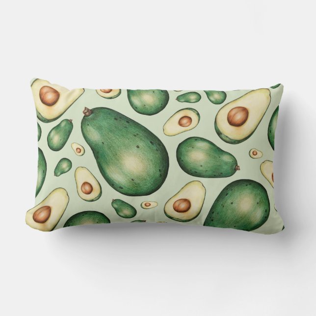 Coussin Lumbar Motif Avocado (Recto)