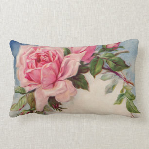 Coussin Lumbar Rose Vintage de 13 po x 21 po