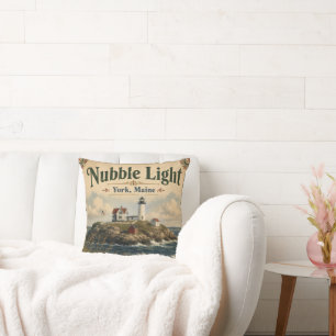 Coussin Lumière de Nubble York Maine Côtes Vintage