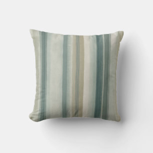 Coussin Lumière verte bleue douce Teal Beige Rayure altéré