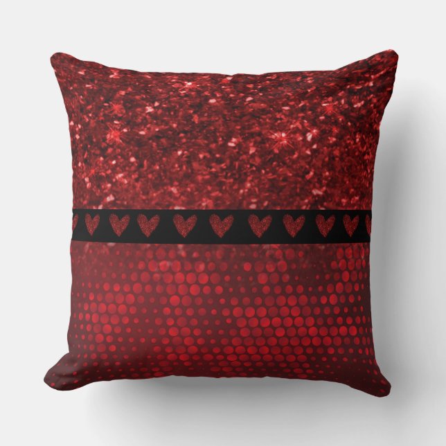 Coussin Lumières de la Parties scintillant Deep Red Faux (Recto)