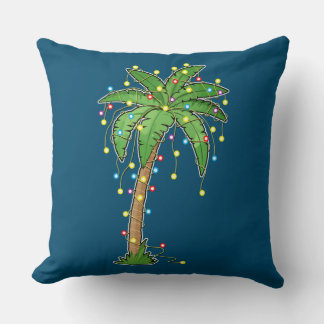 Coussin Lumières de Noël Palm Tree Beach Funny Tropical