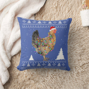 Coussin Lumières de poulets avec le pyjama de Noël du Père