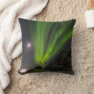 Coussin Lumières du Nord Plage de Haukland Île Norvège