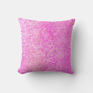 Coussin Lumineuse mosaïque abstraite rose avec brillance