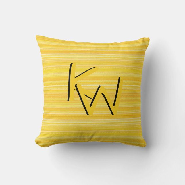 Coussin Lumineux citron jaune Motif amusant Monogramme (Recto)