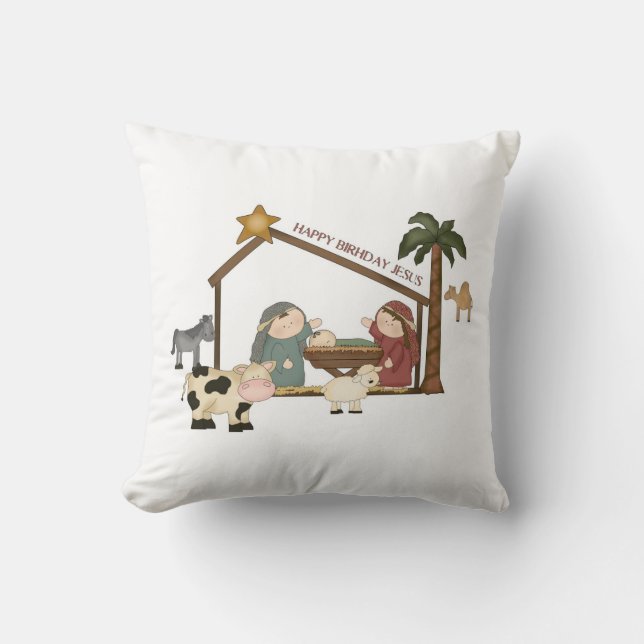Coussin lunatique de scène de mangeoire de Noël (Recto)