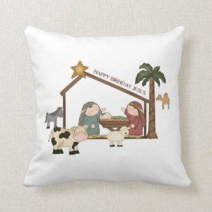 Coussin lunatique de scène de mangeoire de Noël