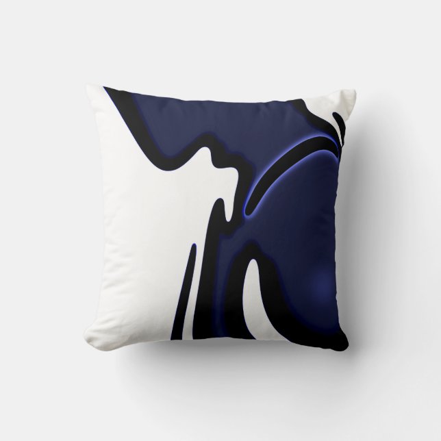 Coussin Lune bleue : Bleu Abstrait, Blanc & Noir (Recto)