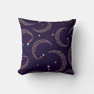 Coussin Lune Céleste Filigrane Or Pourpre Mystique