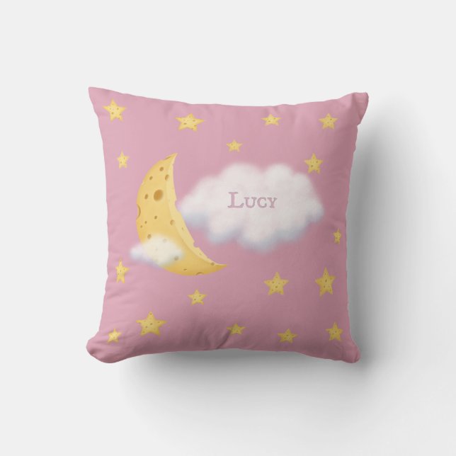Coussin Lune Cheesy & Étoiles Fluffy Cloud Personnalisé Ro (Recto)