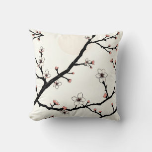 Coussin Lune de Fleur de Cerisier Motif Minimaliste