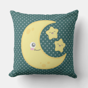 Coussin Lune de Kawaii et étoiles Jeter l'oreiller