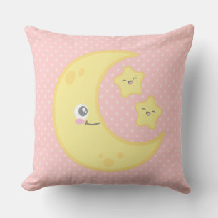 Coussin Lune de Kawaii et étoiles Jeter l'oreiller
