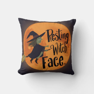 Coussin Lune d'Halloween de la Sorcière de repos