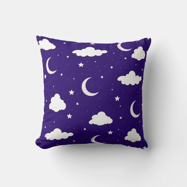 Coussin Lune et étoiles Ciel nocturne Lancer l'oreiller (Recto)