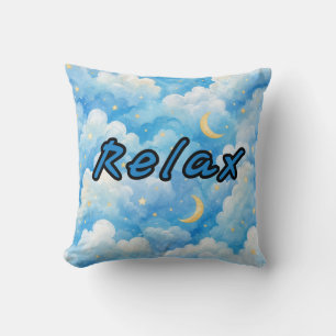 Coussin Lune et Nuages Bleus de Rêve Céleste