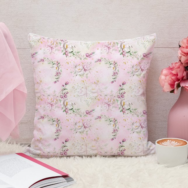 Coussin Lune Florale Rose (Créateur téléchargé)
