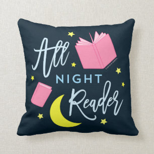 Coussin Lune Stars et livres roses Tous Lecteur de Nuit
