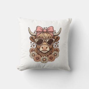 Coussin Lunettes de soleil de vache des Highlands mignonne
