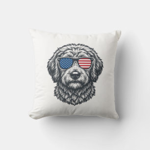 Coussin Lunettes de soleil pour chien patriotiques vintage