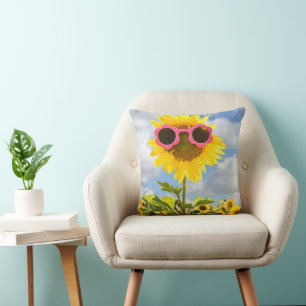 Coussin Lunettes de soleil sur un tournesol