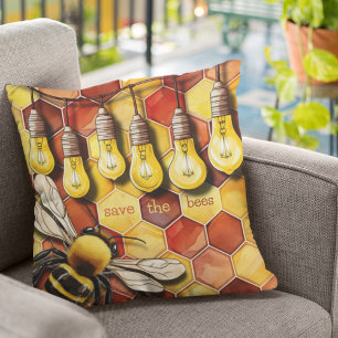 Coussin Luneypeb Bee et Garden String Lights