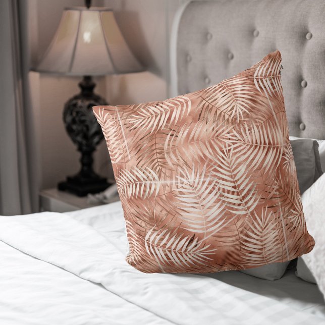 Coussin Lush Palm Leaf Motif Terra Cotta ID956 (Créateur téléchargé)