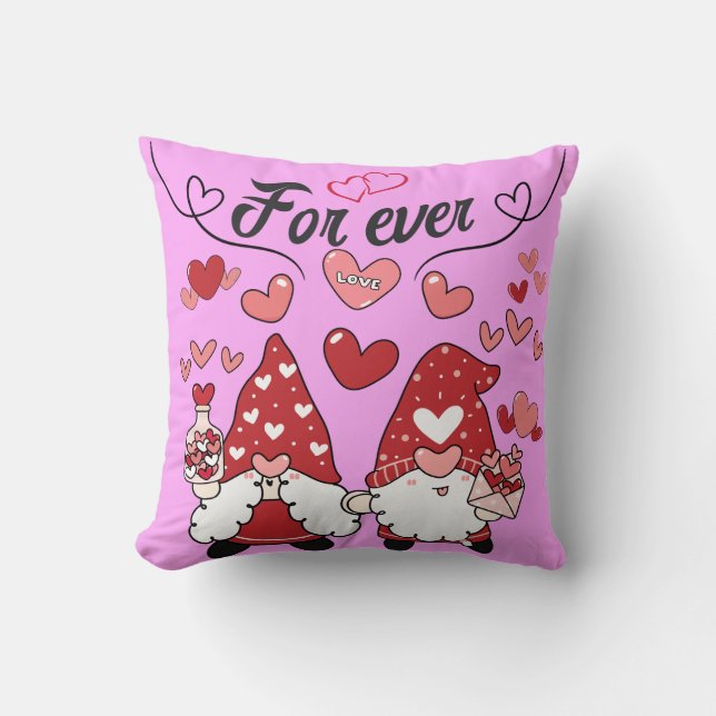 Coussin Lutins Amoureux For Ever 2 message d'amour rose (Recto)