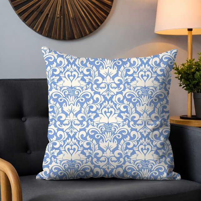 Coussin Luxe Damask Romantique Swan Love (Créateur téléchargé)