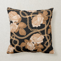 Luxe Elegant Gold Chain Plaid Gold Black Roses