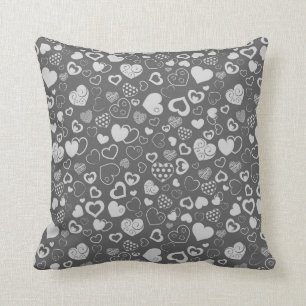 Coussin Luxe Moderne Élégant Amour Argent Coeur