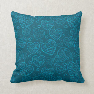 Coussin Luxe Moderne Élégant Amour Bleu Coeur