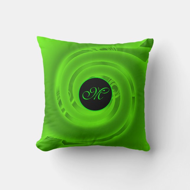Coussin Luxe moderne Neon Green Abstrait Floral Rose (Recto)