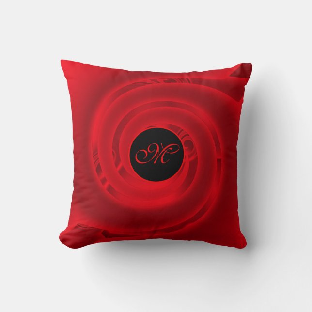 Coussin Luxe moderne Neon Rouge Abstrait Floral Rose (Recto)