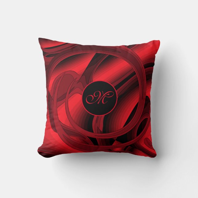 Coussin Luxe moderne Rouge Abstrait Floral Rose (Recto)