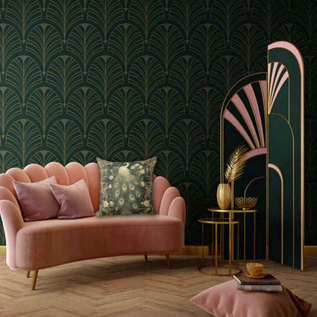 Coussin Luxueux Art Nouveau Peacock Design (Créateur téléchargé)