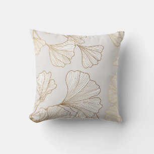 Coussin Luxueux Gold Ginkgo Vintage Design