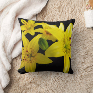 Coussin Lys asiatiques sur noir