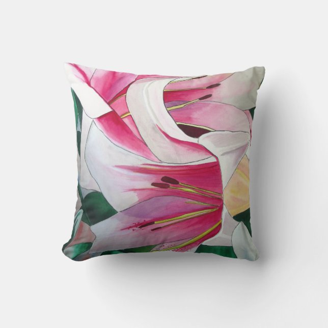 Coussin Lys blanc et rose Triumphator floral (Recto)