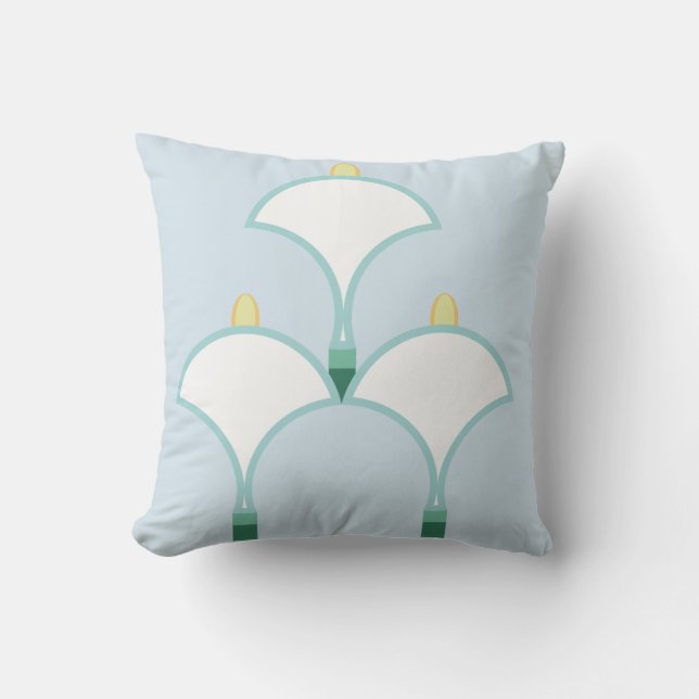 Coussin Lys blancs motif floral bleu clair (Recto)