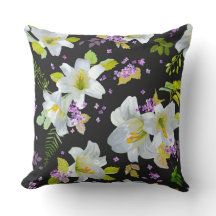 Lys blancs sur motif floral noir