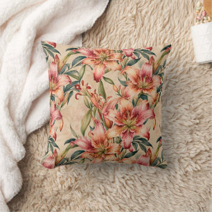 Coussin Lys de mauve et de cuivre sur tan