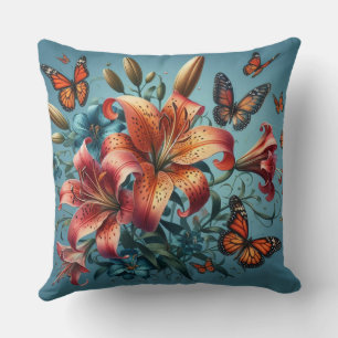 Coussin Lys De Tigre Avec Papillons