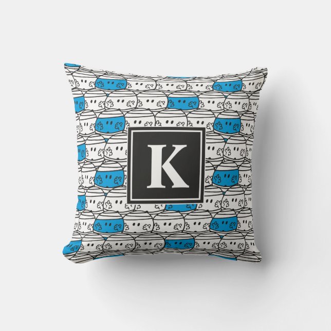 Coussin M. Bump | Motif bleu | Monogramme (Recto)